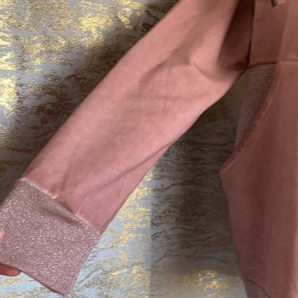 Cute Ash Rose/Silver Touching Striped Hooded Sweatshirt Size M - Picture 4 of 8